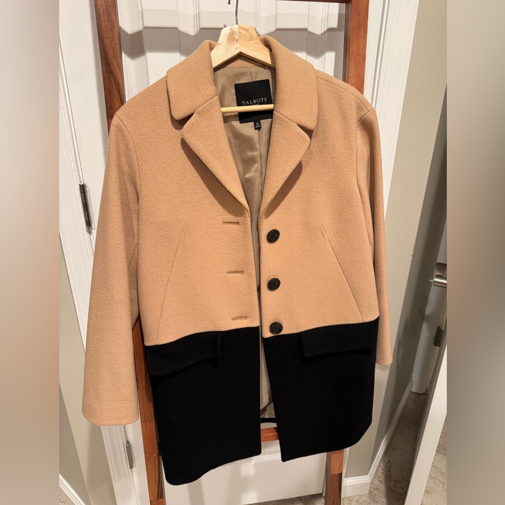 Talbots Women's Wool Blend Camel and Black Coat size 4P (small)